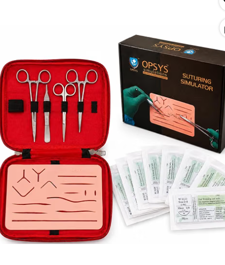 Opsys Premium Suture Practice Kit Including Large Silicone Suture Training Practice Pad and Suture Tool kit, Silicone Suture Practice Model for Students